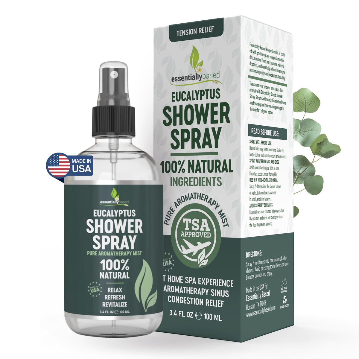 essentiallybased spray ducha eucalipto: aroma refrescante para la ducha.
