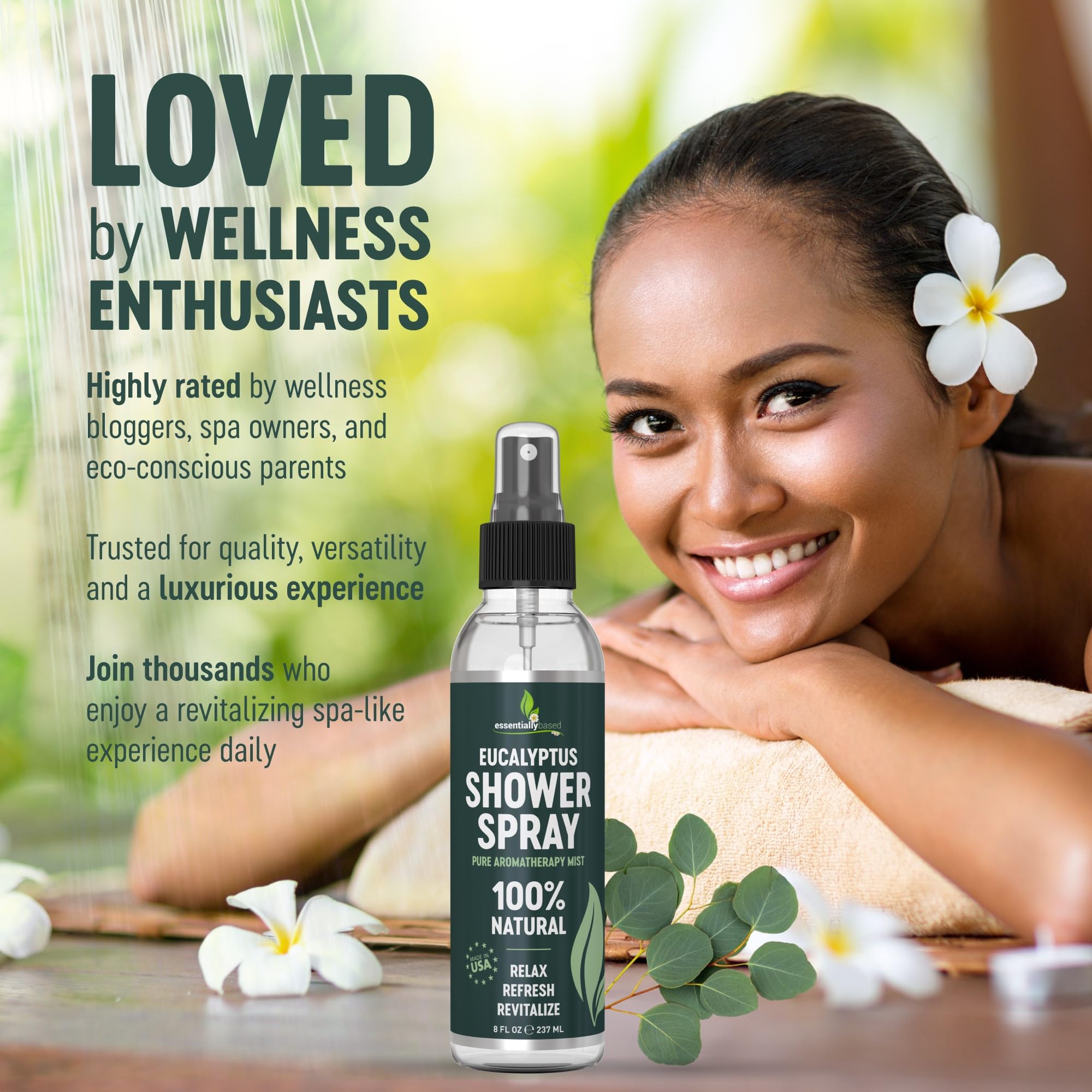 essentiallybased eucalipto atomizador 8oz: atomizador práctico para spa en casa.