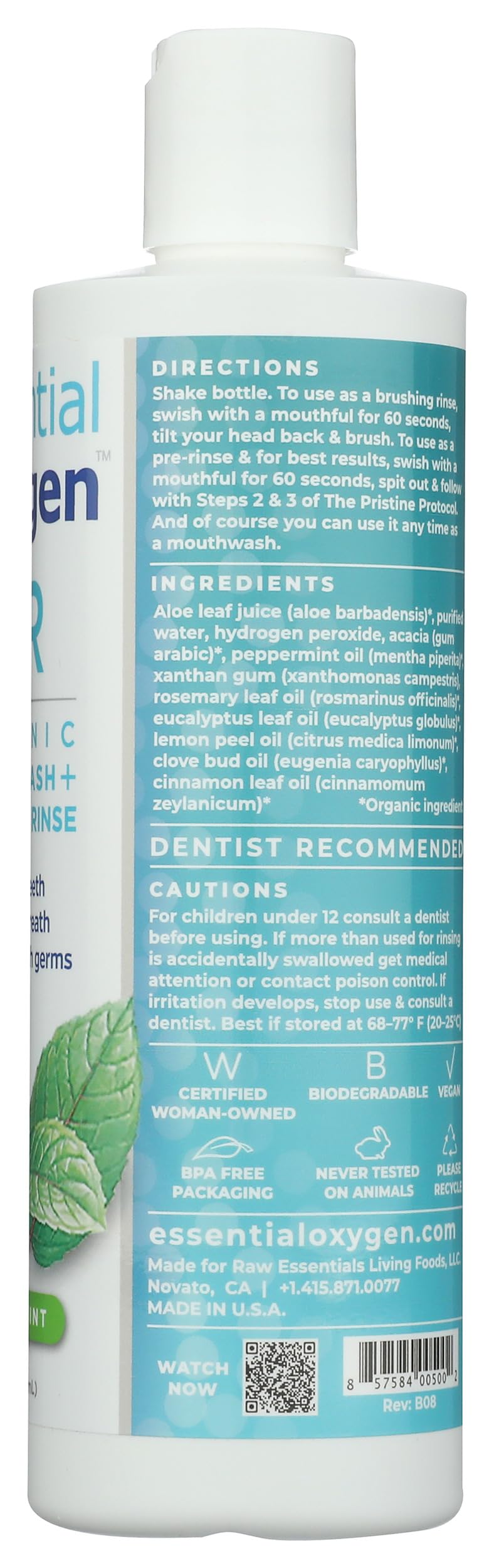 Essentialoxygen aroma a menta suave transforma la rutina diaria de cuidado bucal.