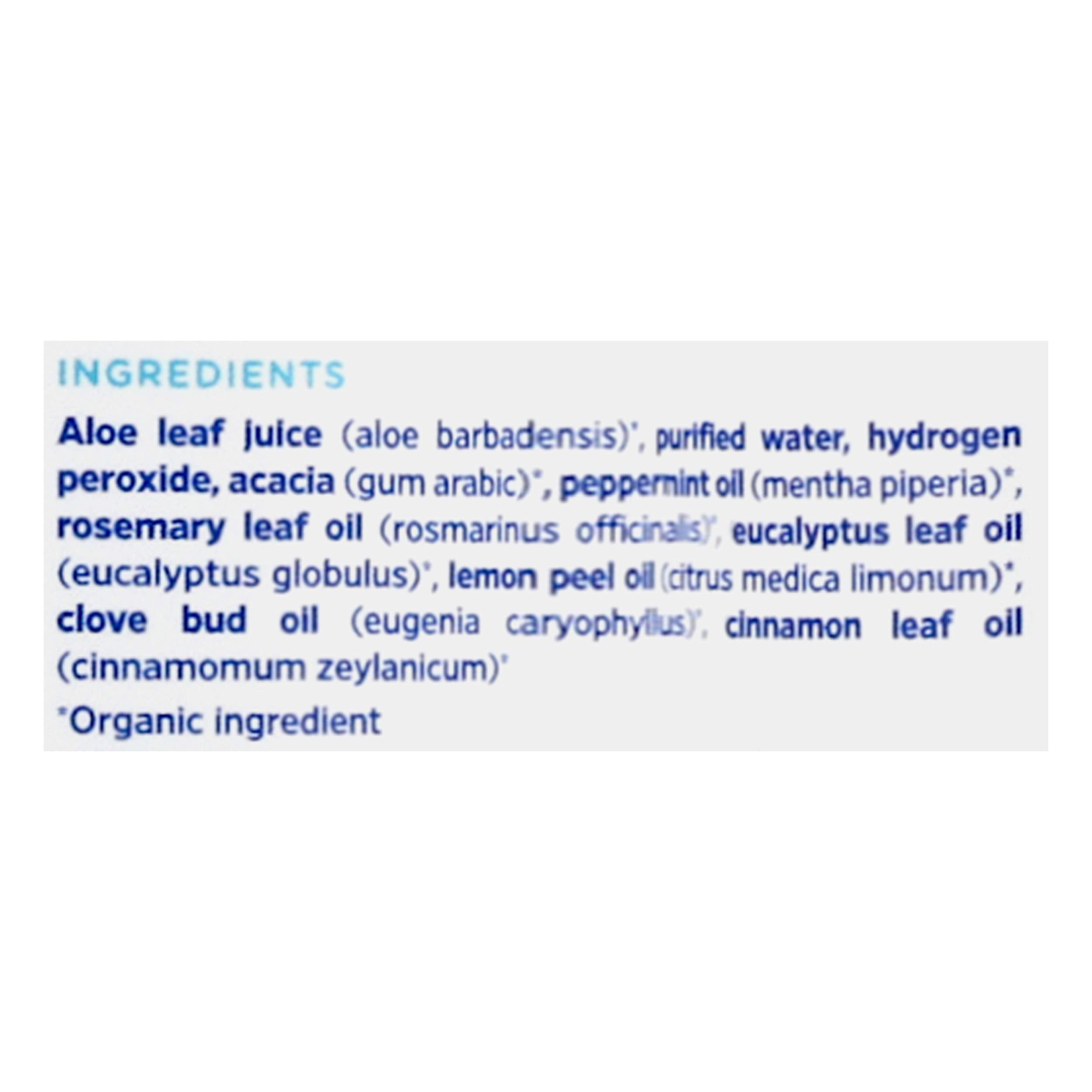 Essentialoxygen botella de 473 ml de enjuague de menta para uso diario.
