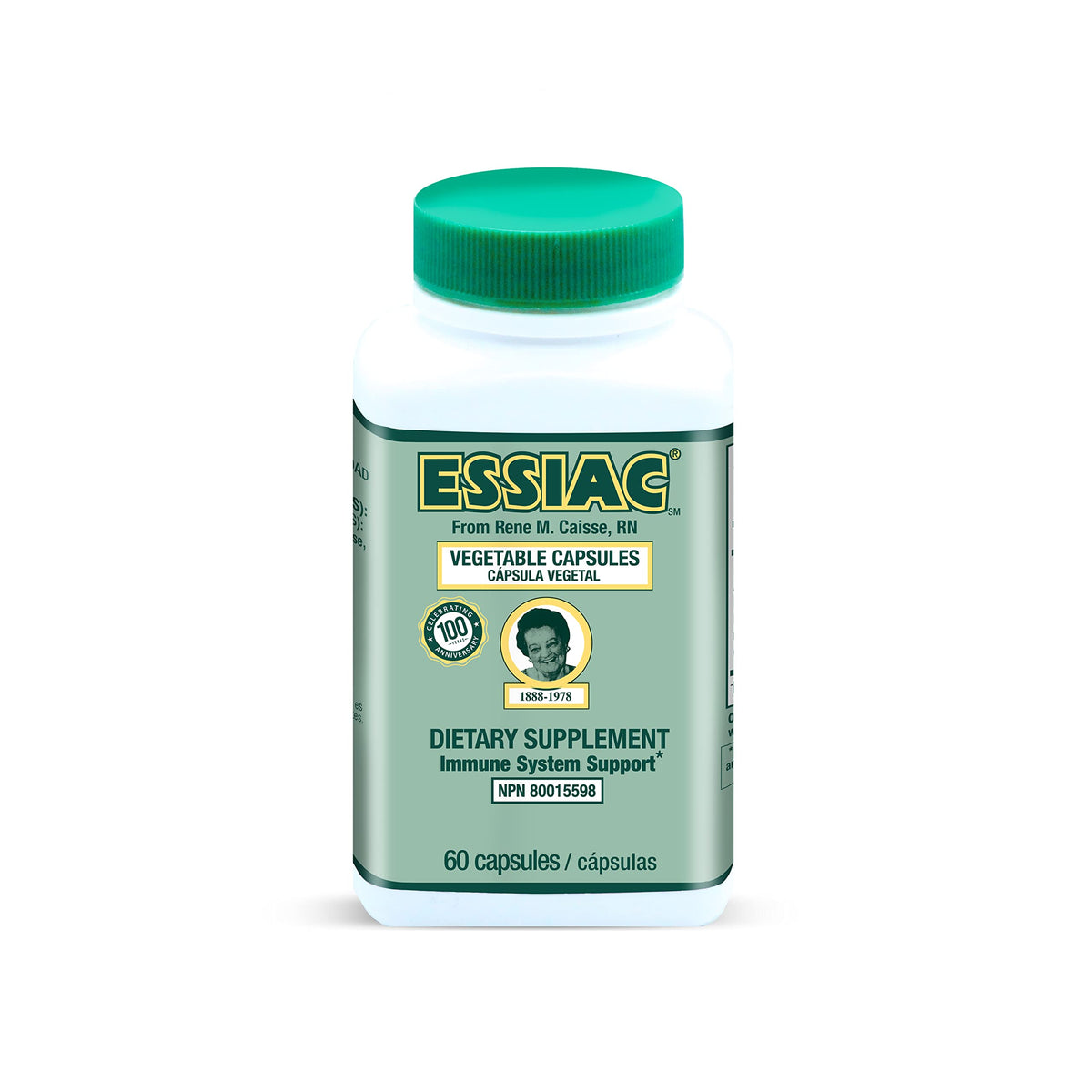 Cápsulas Essiac frente a la botella para consumo diario.