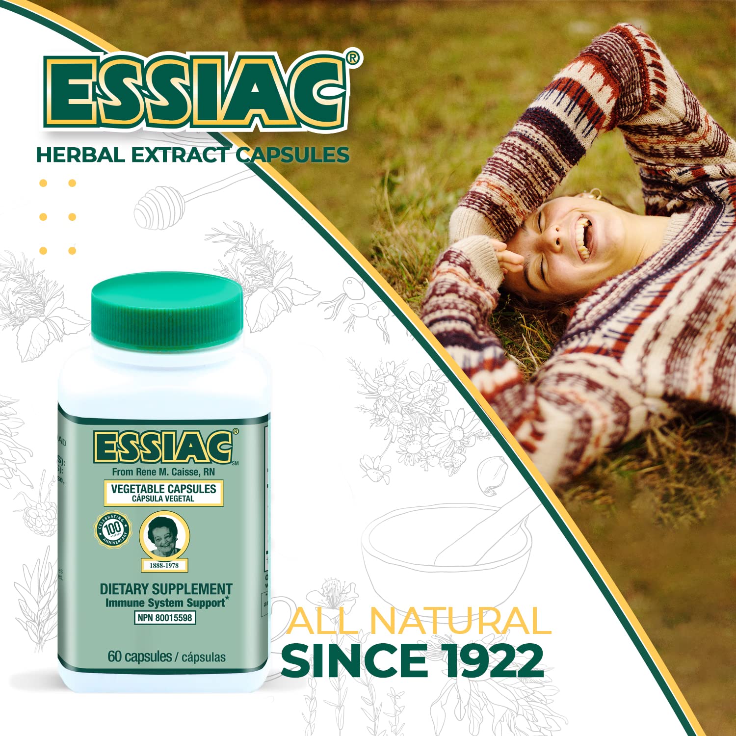 Presentación de viaje de Essiac, ideal para llevar y mantener consistencia.