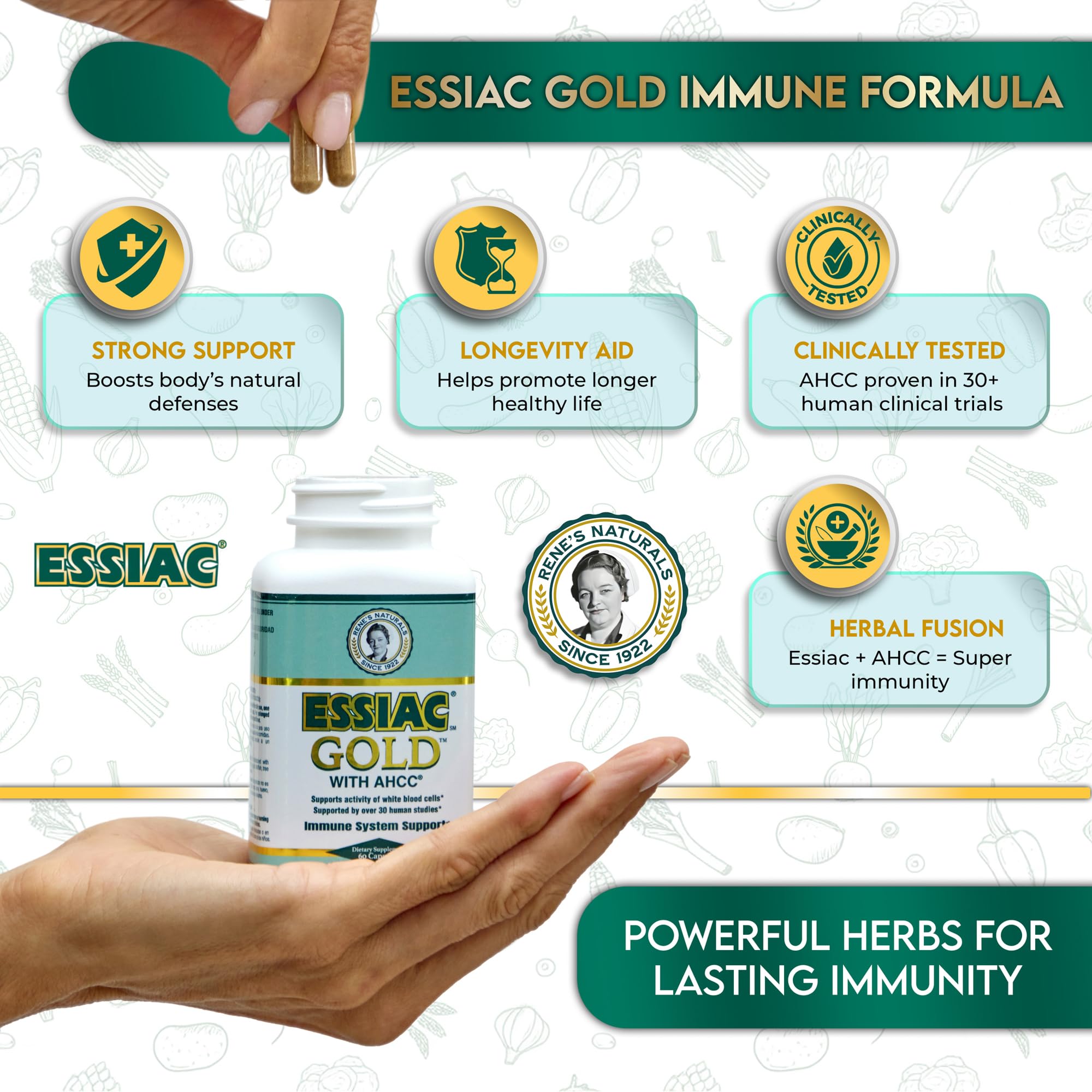 Essiac Gold AHCC: mezcla potente para potenciar respuestas inmunes.