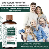 ESUNM envase que ilustra un ecosistema intestinal completo y natural.