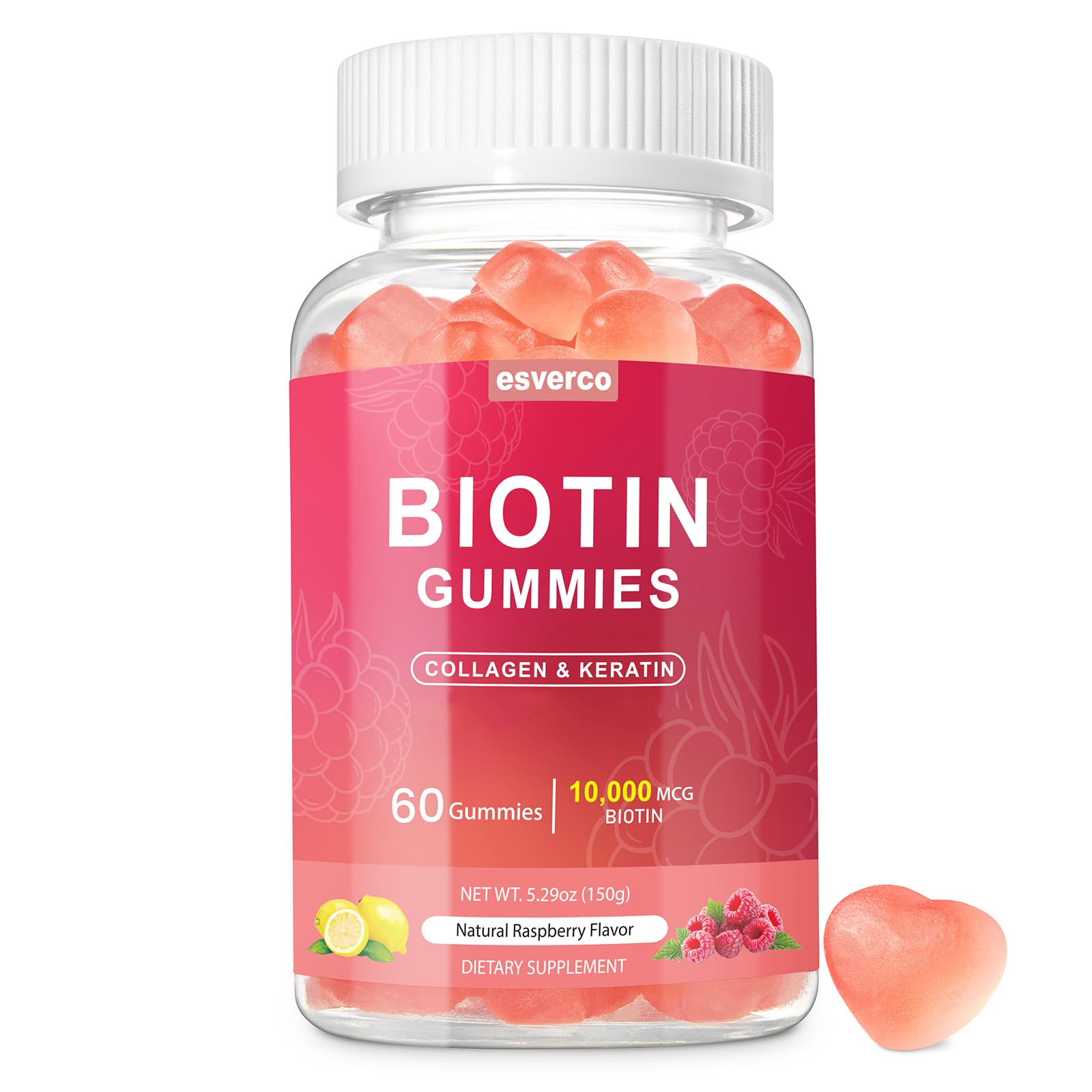 Esverco Biotina 10000mcg en botella, apoyo al cuidado del cabello y uñas
