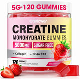 Gomitas eterlower de creatina con sabor fresa frente al envase para ingesta diaria sabrosa