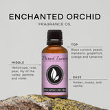 Eternal Essence Enchanted Orchid etiqueta fragancia: guía visual para perfumar difusores y sprays.