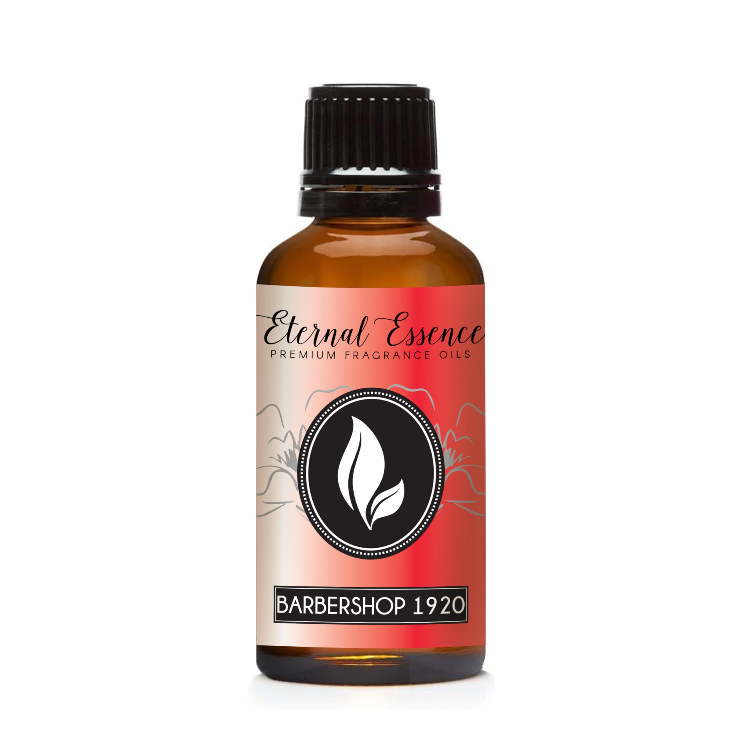 Eternal Essence Oils Barbershop 1920, botella en primer plano, aroma duradero para velas y jabones.