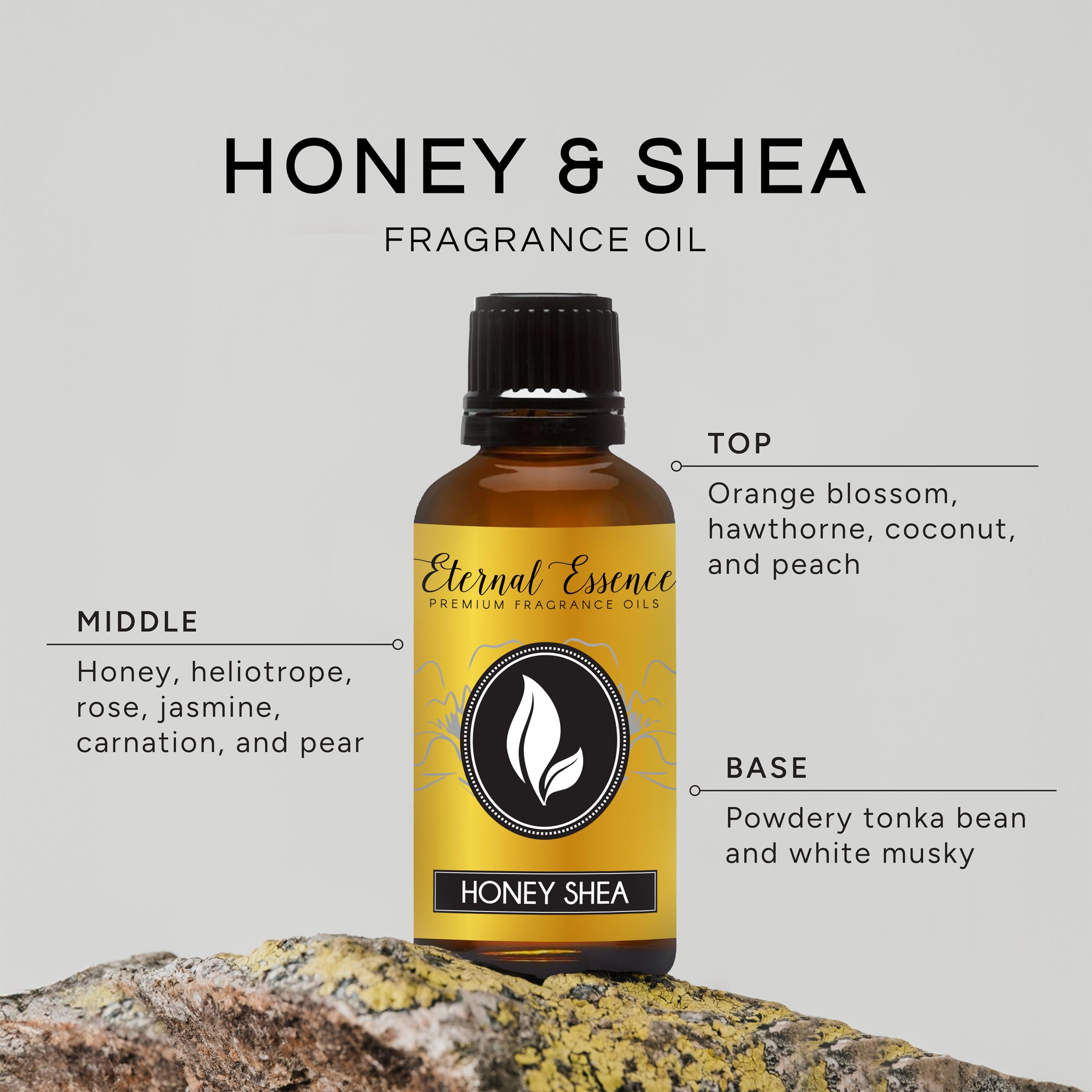 Eternal Essence Oils Honey y Shea, frasco ámbar 30 ml, conserva fragancia para difusores.