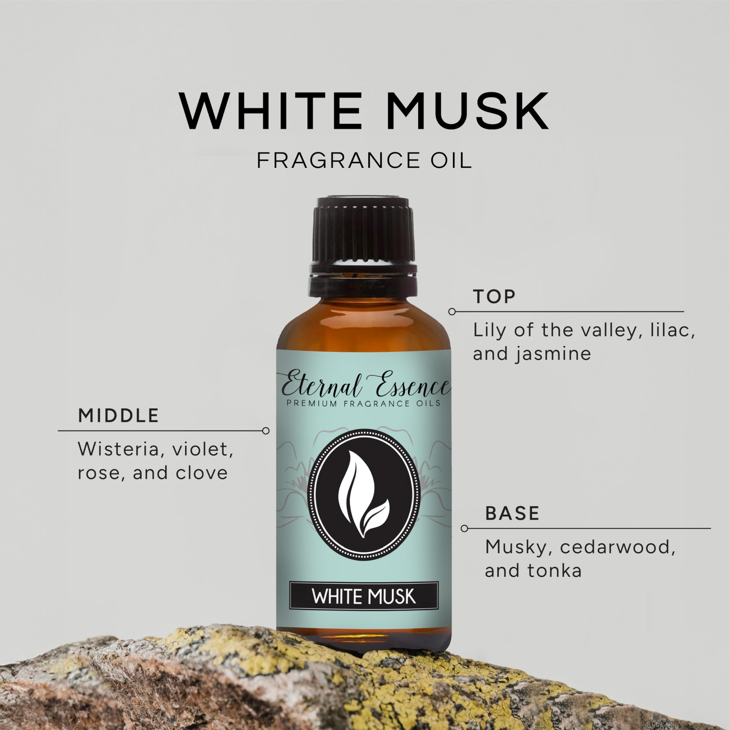 Cierre-tapon de Eternal Essence Oils White Musk para dosificar con precisión