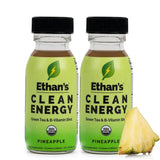 Ethan's Organic Clean Energy Shot Piña, vista frontal, sabor tropical natural para recargar energías