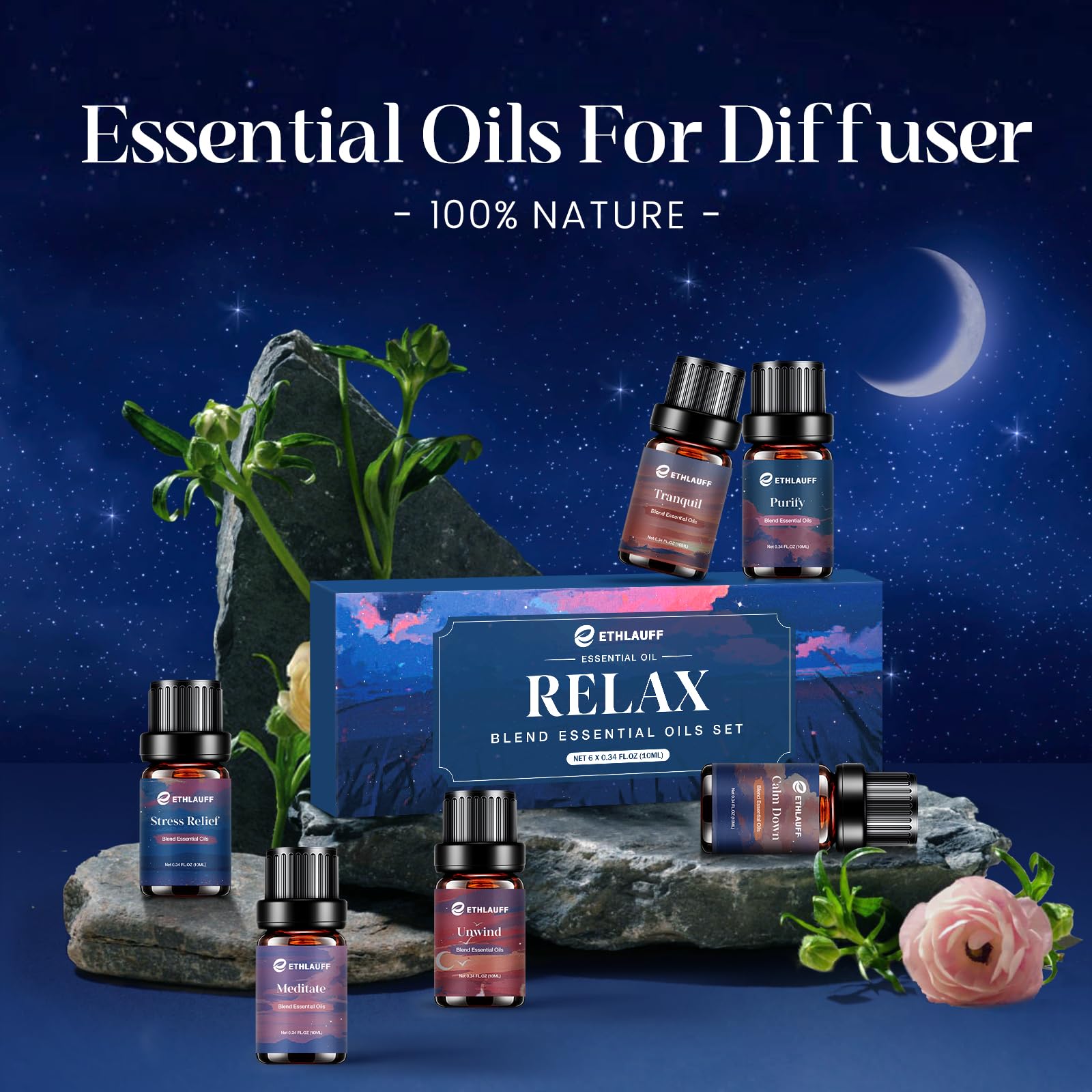Ethlauff kit: conjunto de difusor y seis aceites para ambientes tranquilos.
