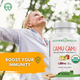 Etiqueta de Camu Camu de Mother Nature Organics con certificación orgánica