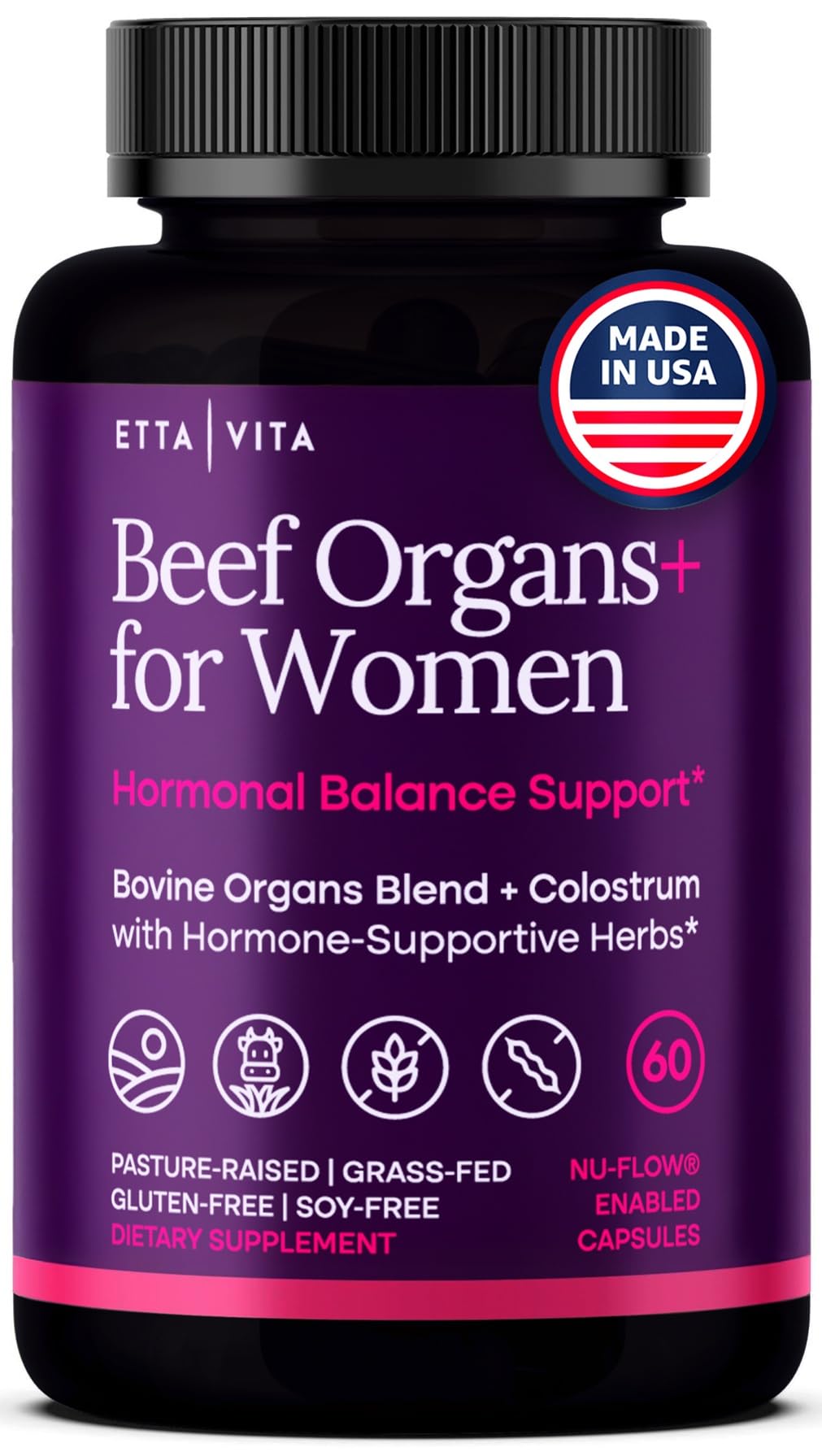 Etta Vita Primal, botella frontal, apoyo general de energía y vitalidad diaria.