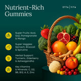 Gomitas veganas de Etta Vita con sabor frutal y aroma natural.