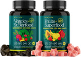 Gomitas Etta Vita Super Greens en botella, apoyo diario de frutas y verduras.