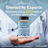 Eu Natural Conception for Her: etiqueta frontal con marca y beneficios de balance hormonal.