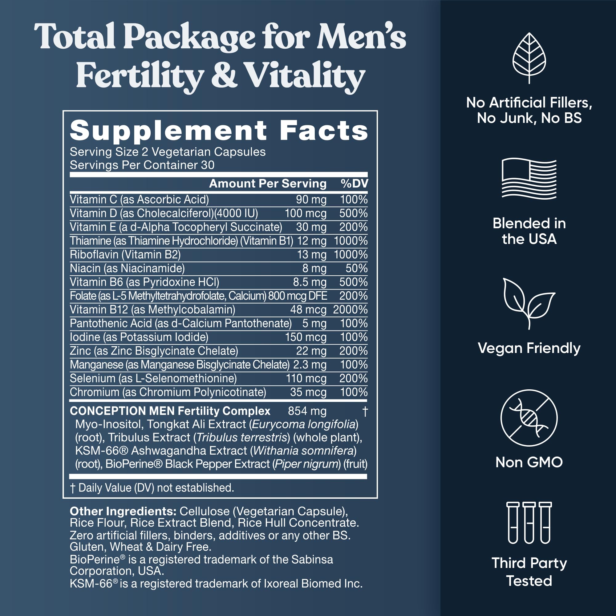 Black pepper extract highlighted for enhanced absorption in Eu Natural Conception for Him.