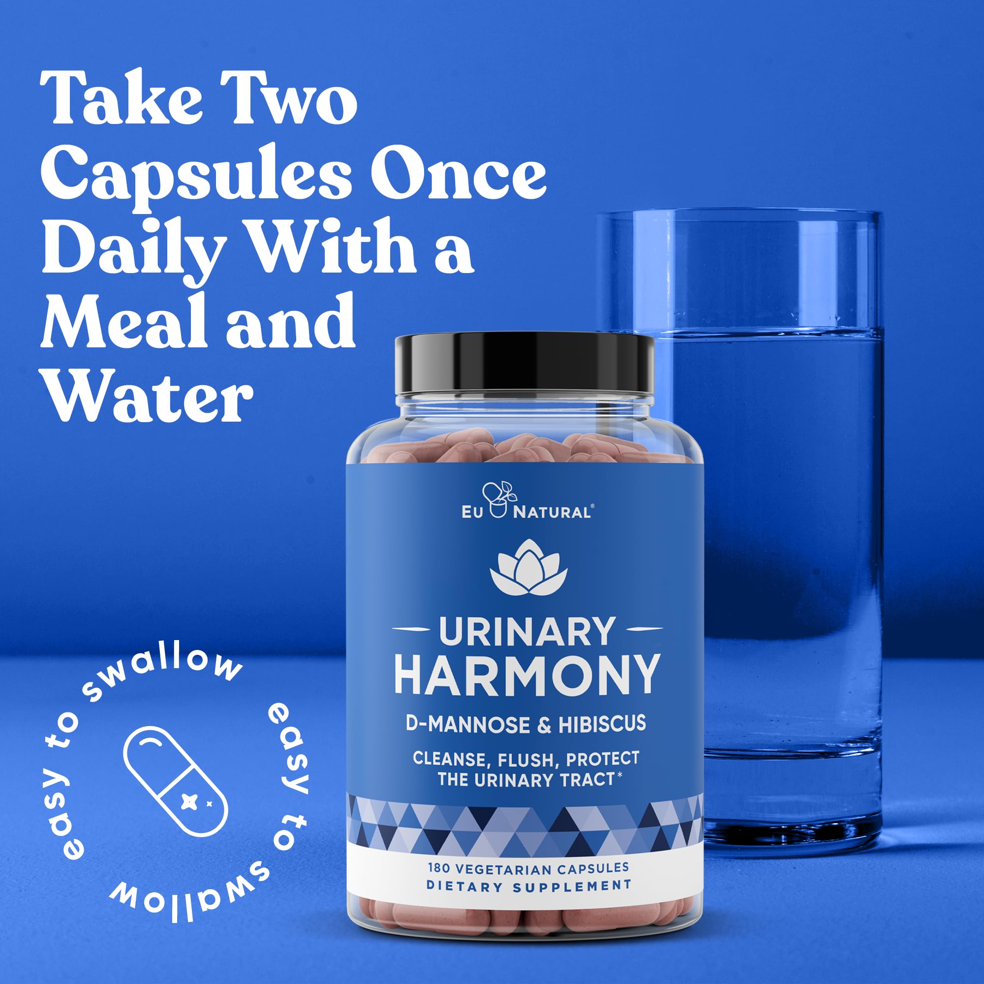 Eu Natural Urinary Harmony, D-Mannosa 800 mg, dosis clínica para apoyo urinario.