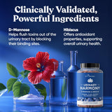 Eu Natural Urinary Harmony, etiqueta clara con información de ingredientes.