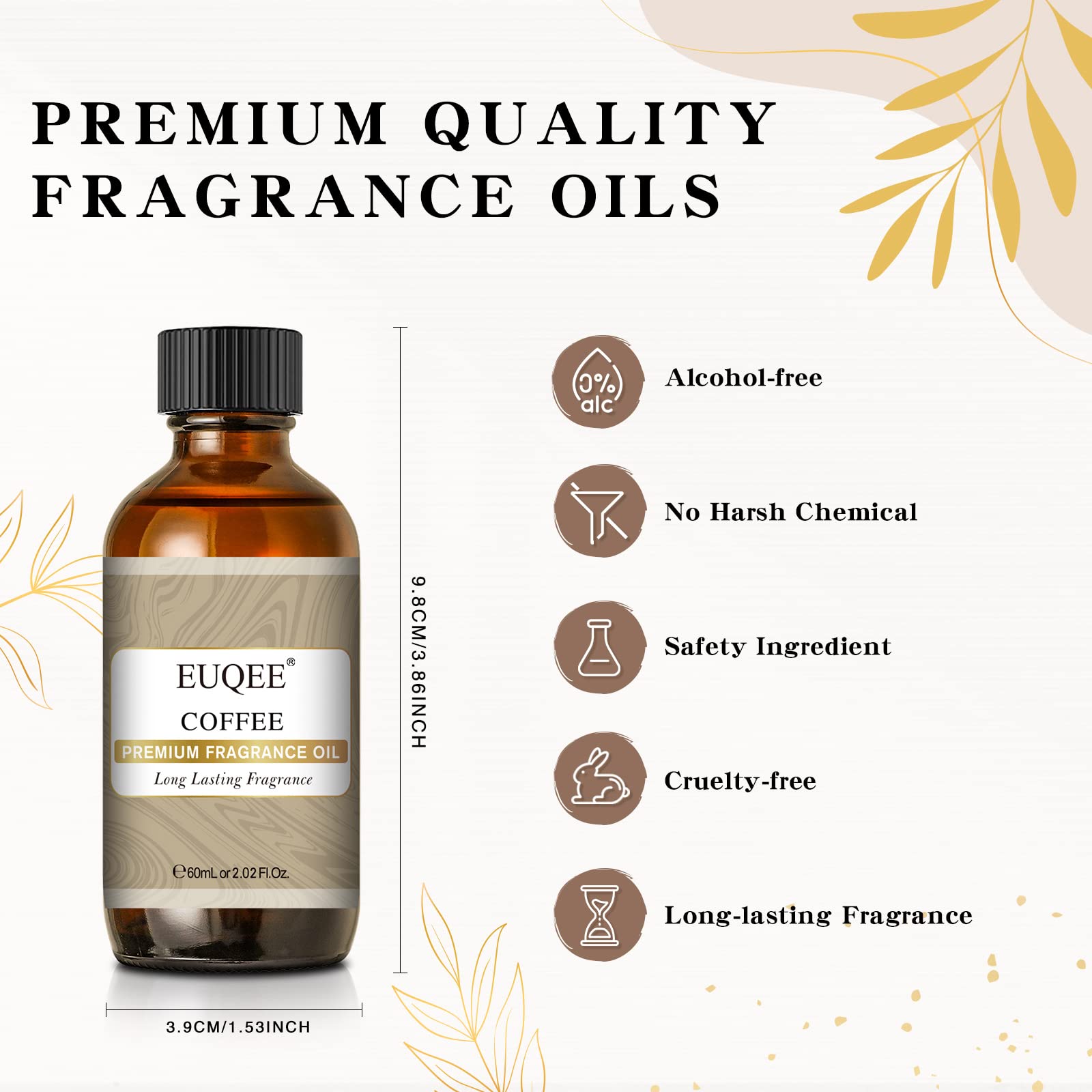 EUQEE Aceite de Café en difusor: aroma suave para espacios pequeños y grandes.