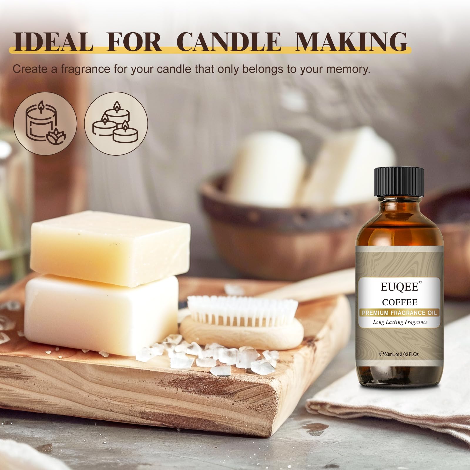 EUQEE Aceite de Café: velas y proyectos de manualidades con aroma envolvente.