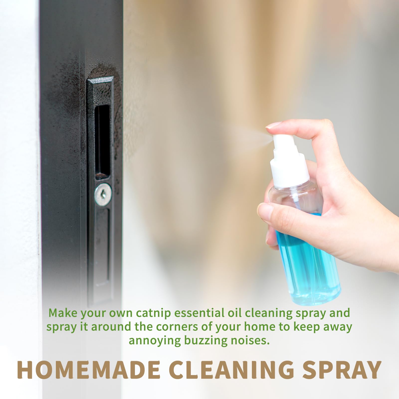 EUQEE Catnip spray casero para limpieza suave del hogar.