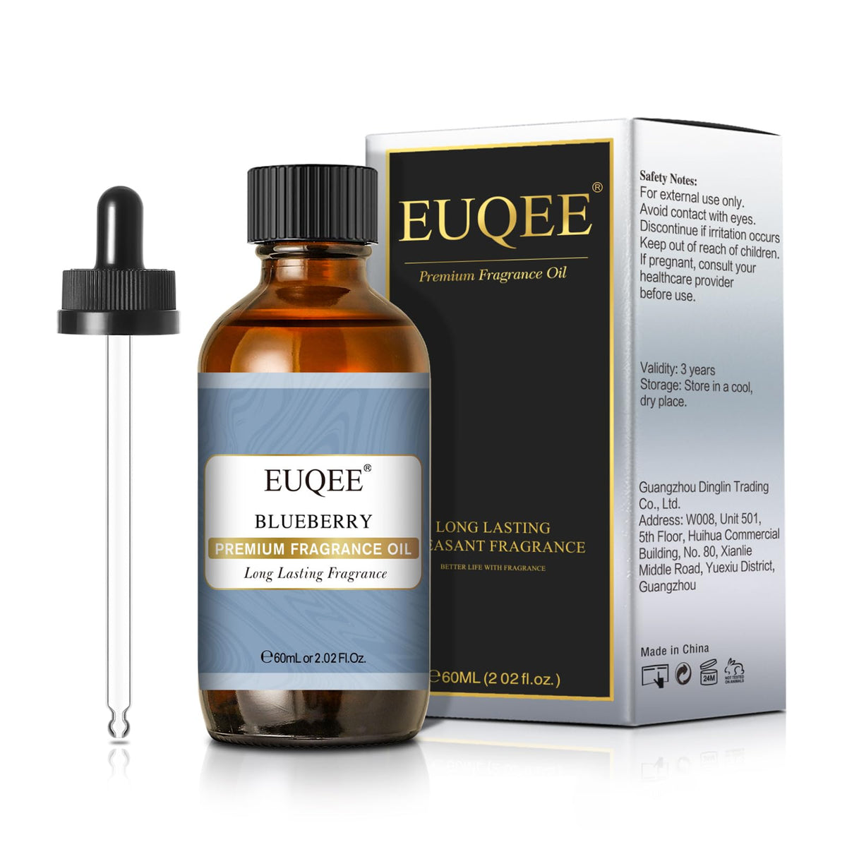 EUQEE aceite fragancia arándano en frasco de vidrio con cuentagotas