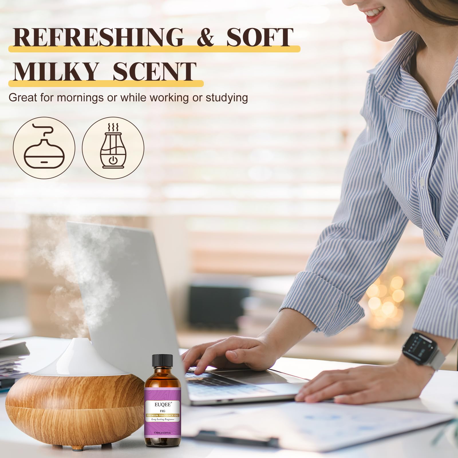 EUQEE Aceite fragancia higo, bombas-bano, crea experiencias aromáticas en casa.