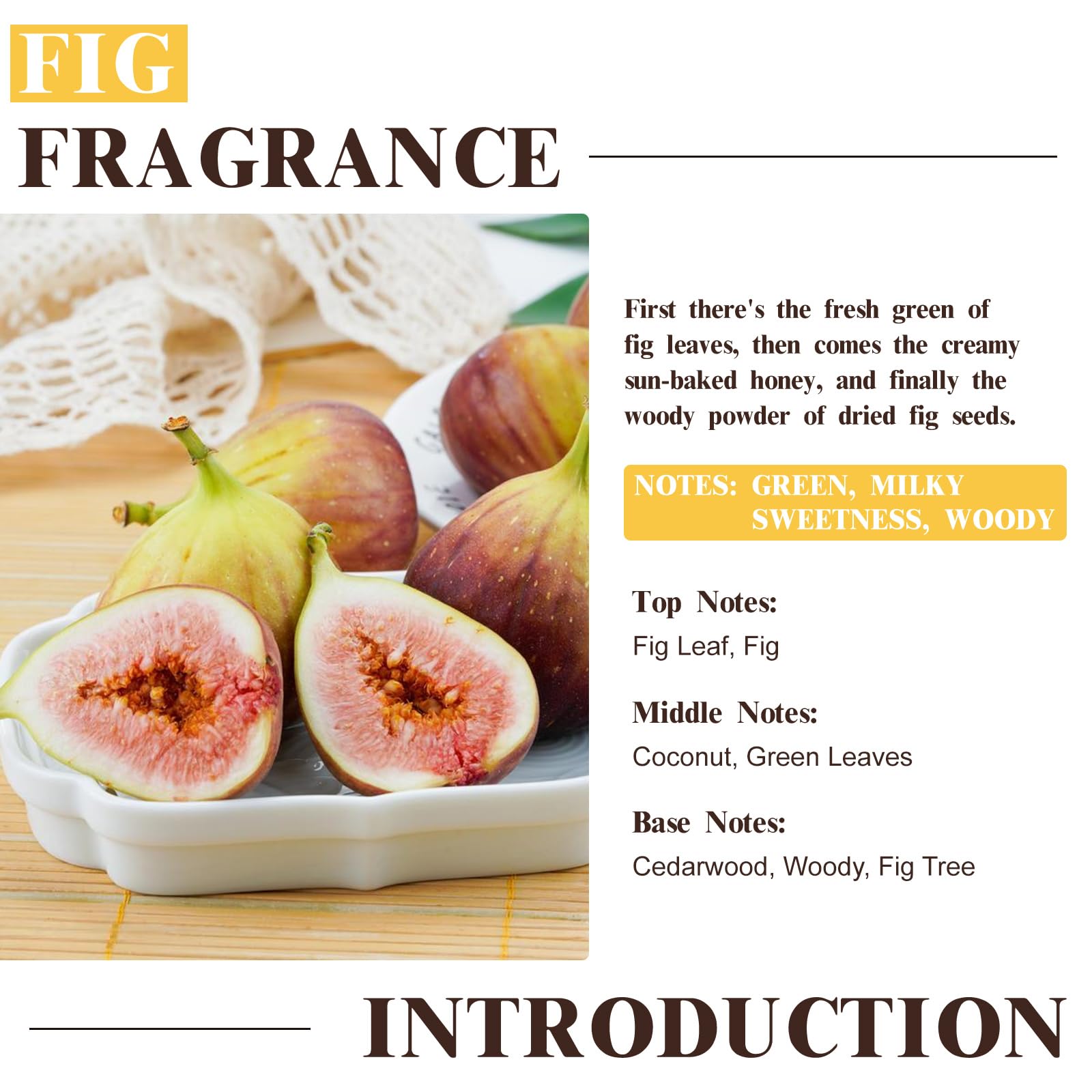 EUQEE Aceite fragancia higo, difusor, aroma suave para espacios.