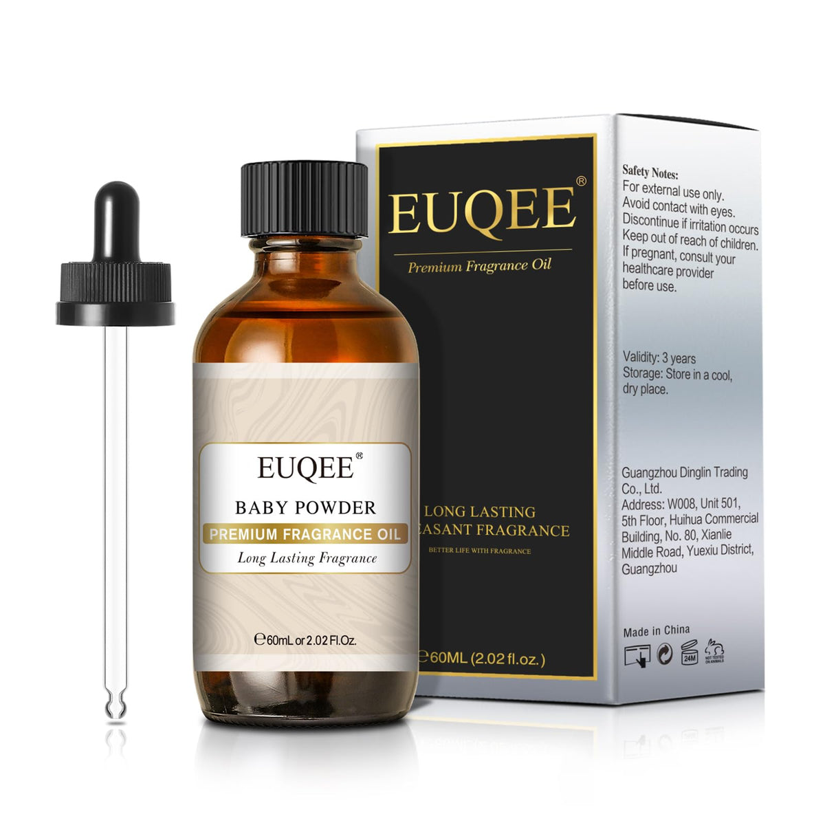 EUQEE Aceite fragancia Polvo de bebé en botella de vidrio para aromaterapia