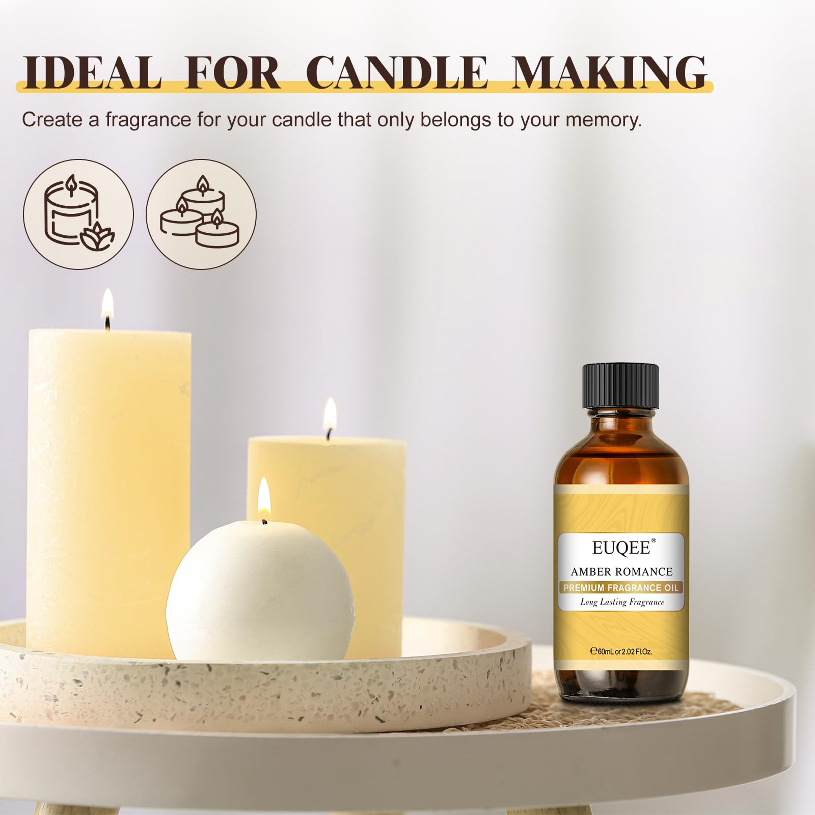 EUQEE Amber Romance, envase ámbar para proteger la fragancia