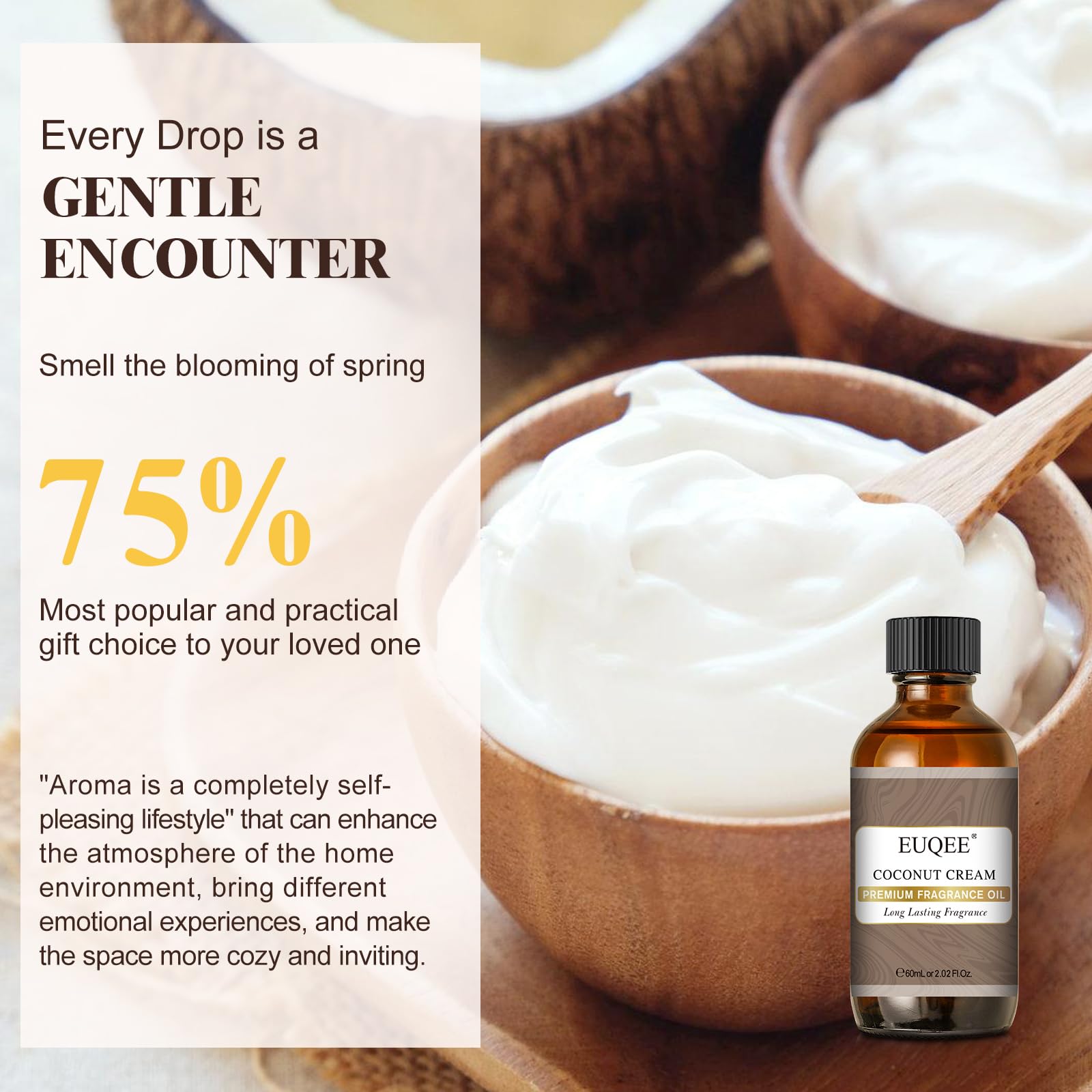 EUQEE Coco Crema: aroma para vela, suave y envolvente.