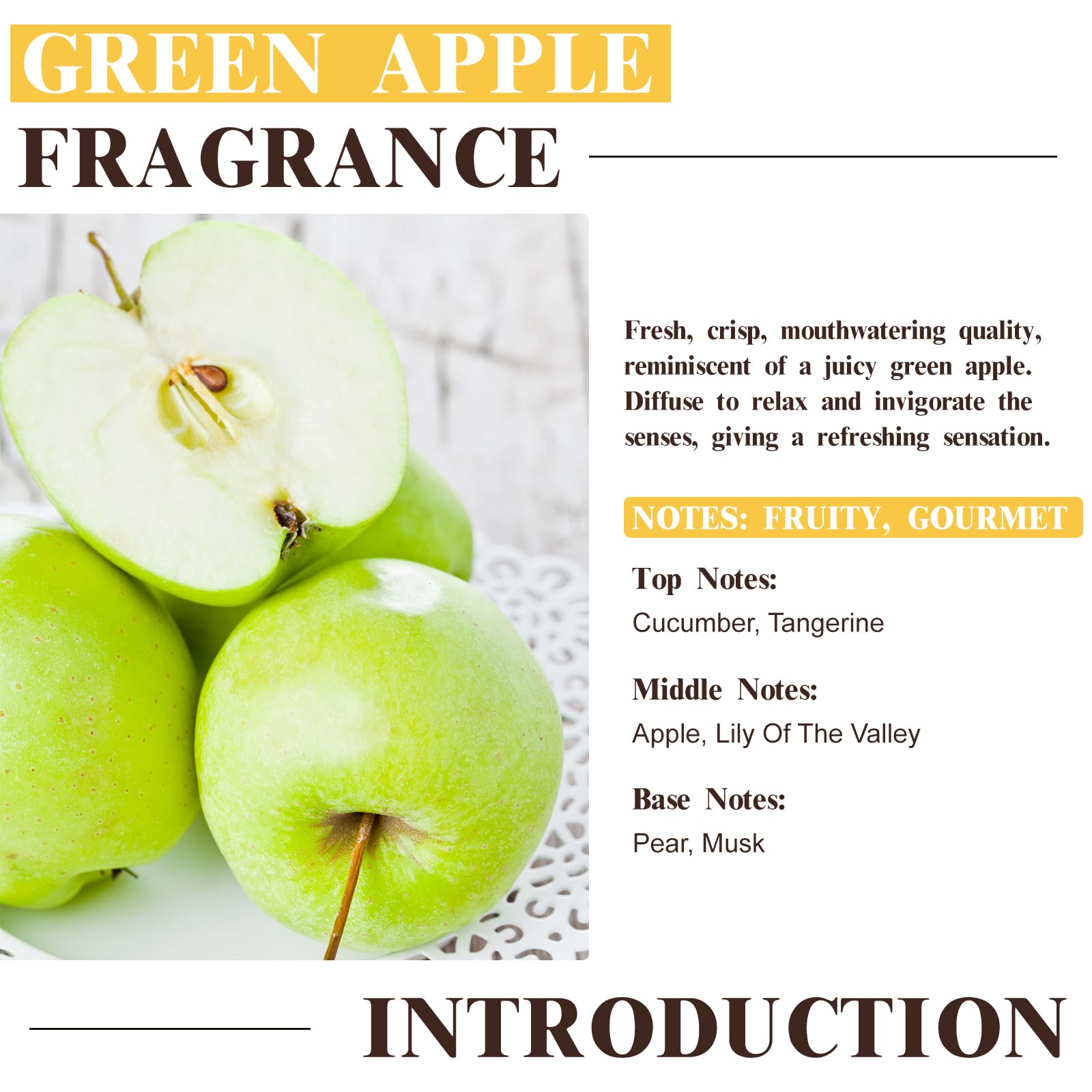 Difusor EUQEE con fragancia manzana verde para aromaterapia diurna