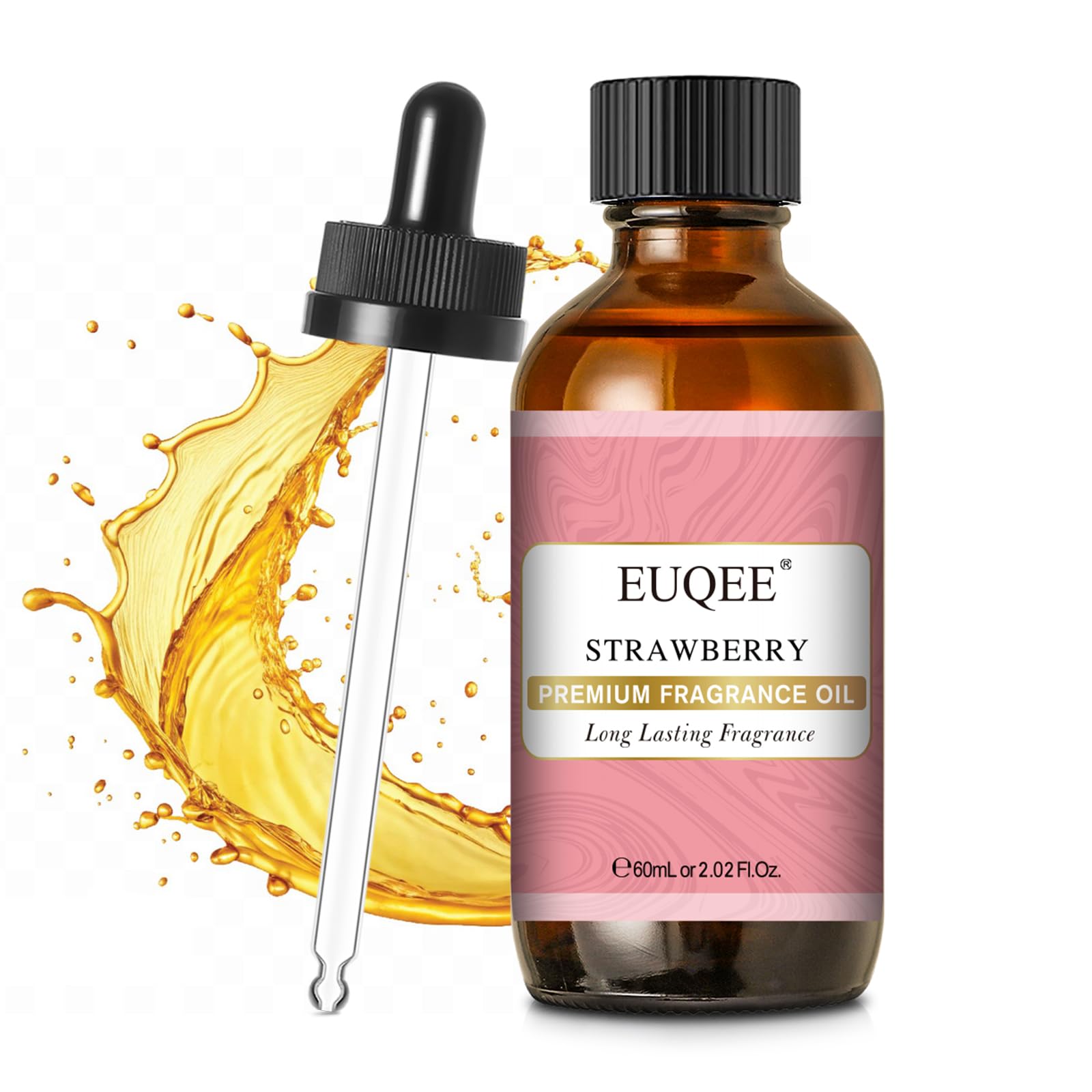 EUQEE fragancia fresa en botella ámbar para ambientar con difusor y proyectos artesanales