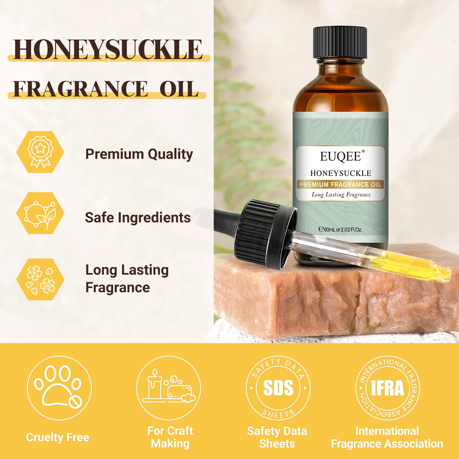 EUQEE fragancia madreselva con gotero de cristal para dosificar
