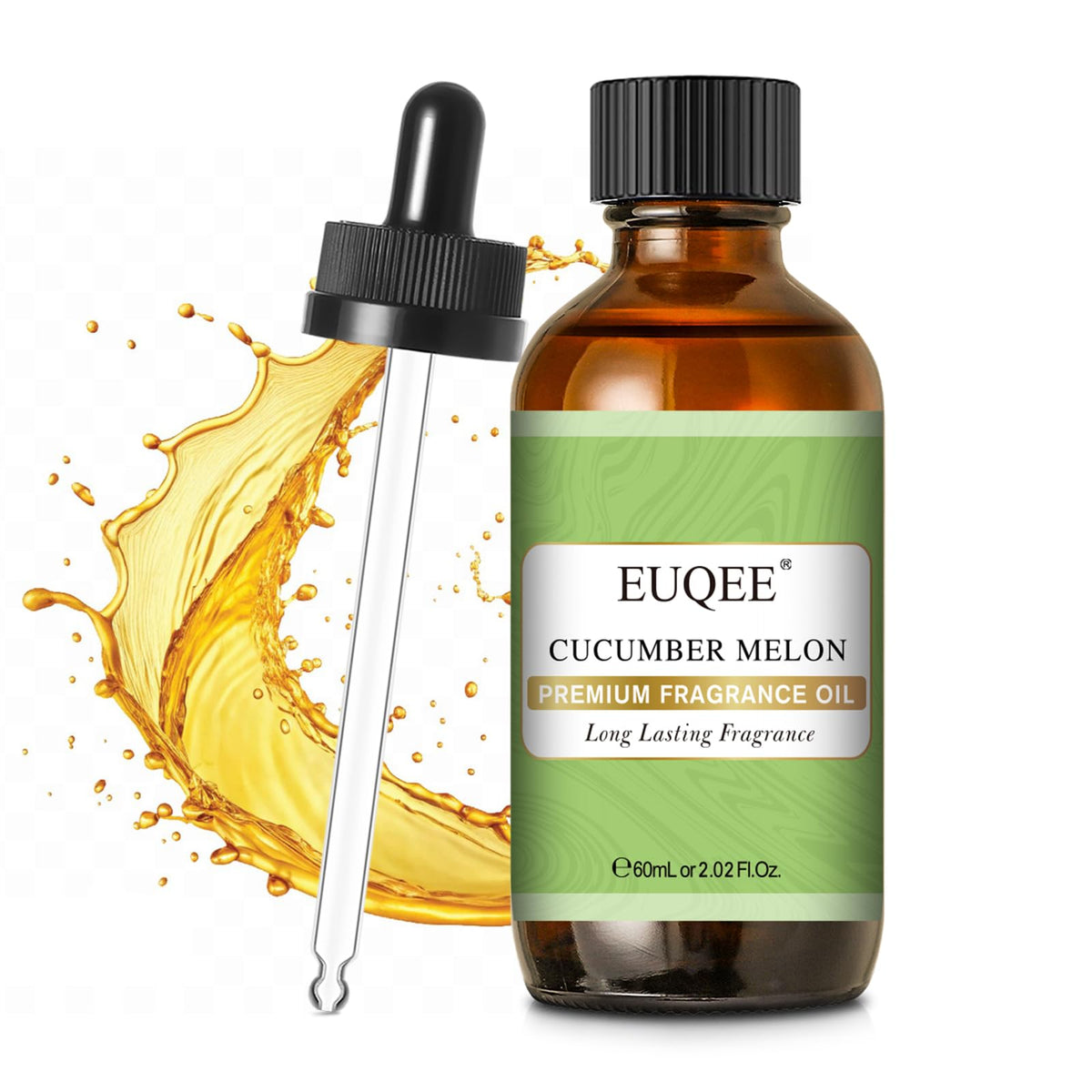 EUQEE fragancia pepino-melon en frasco vidrio para aromas duraderos.