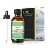 EUQEE fragancia sandía en botella de vidrio ámbar para aroma duradero.