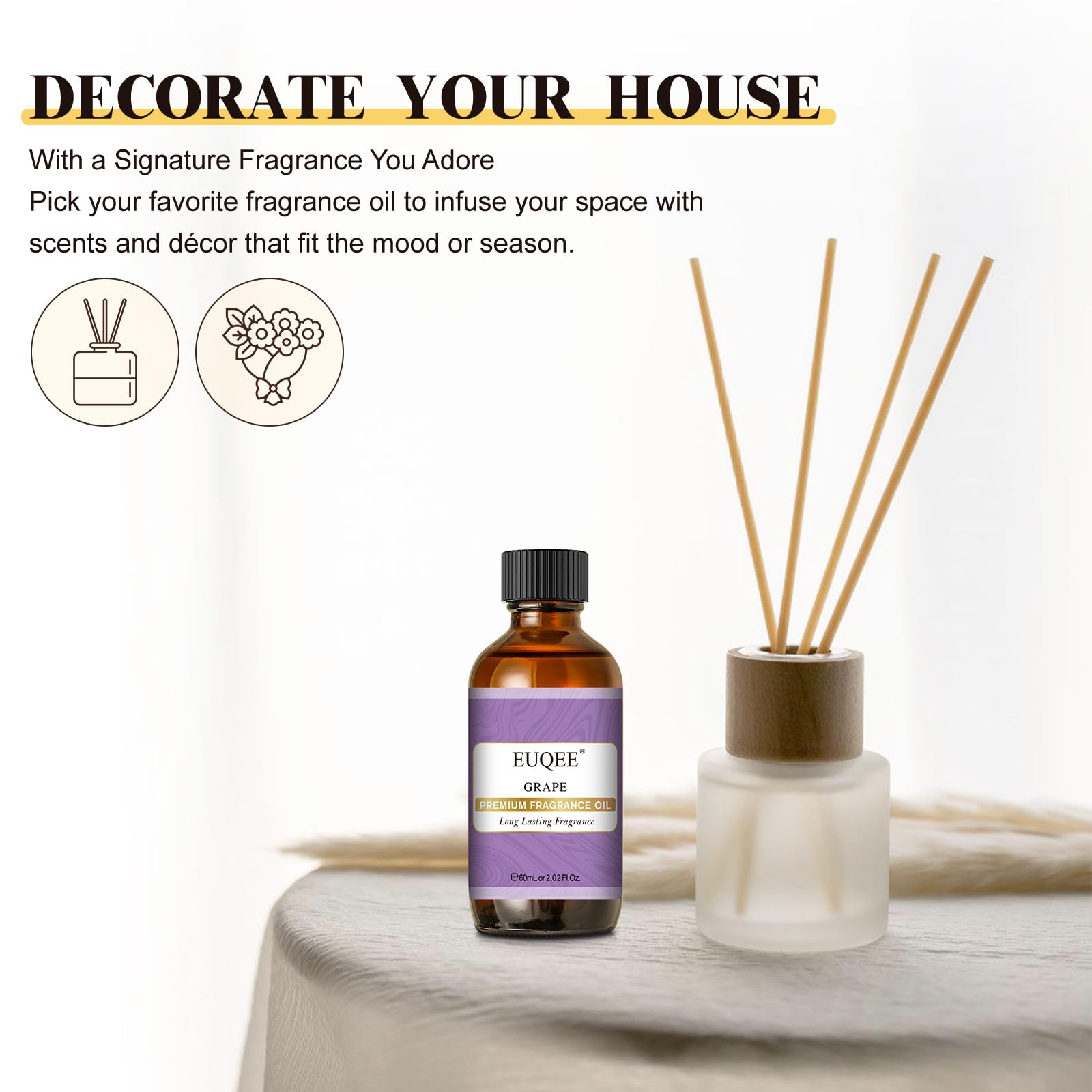 EUQEE fragancia uva para velas artesanales con aroma duradero.