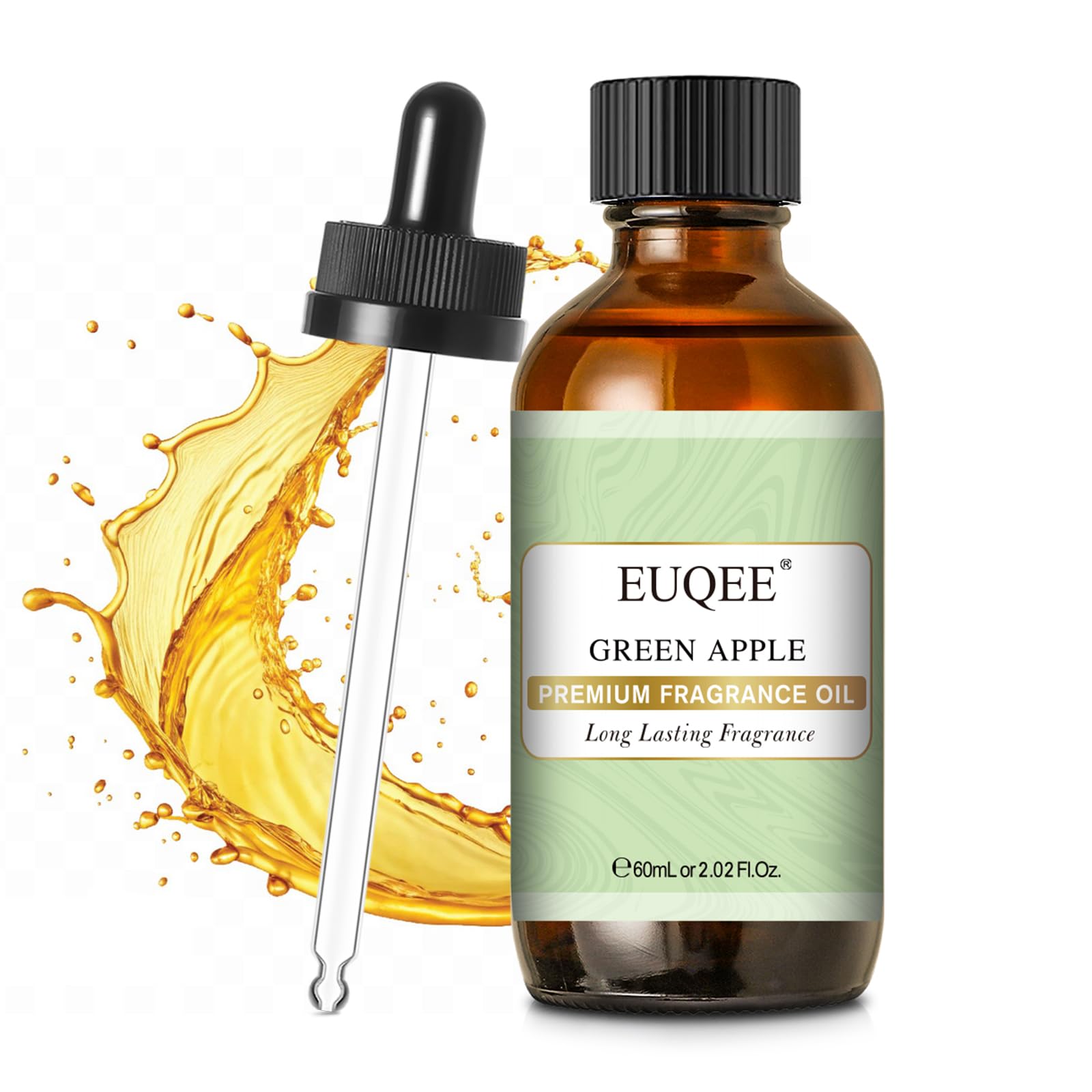 Fragancia EUQEE manzana verde en botella cristal con cuentagotas para uso diario