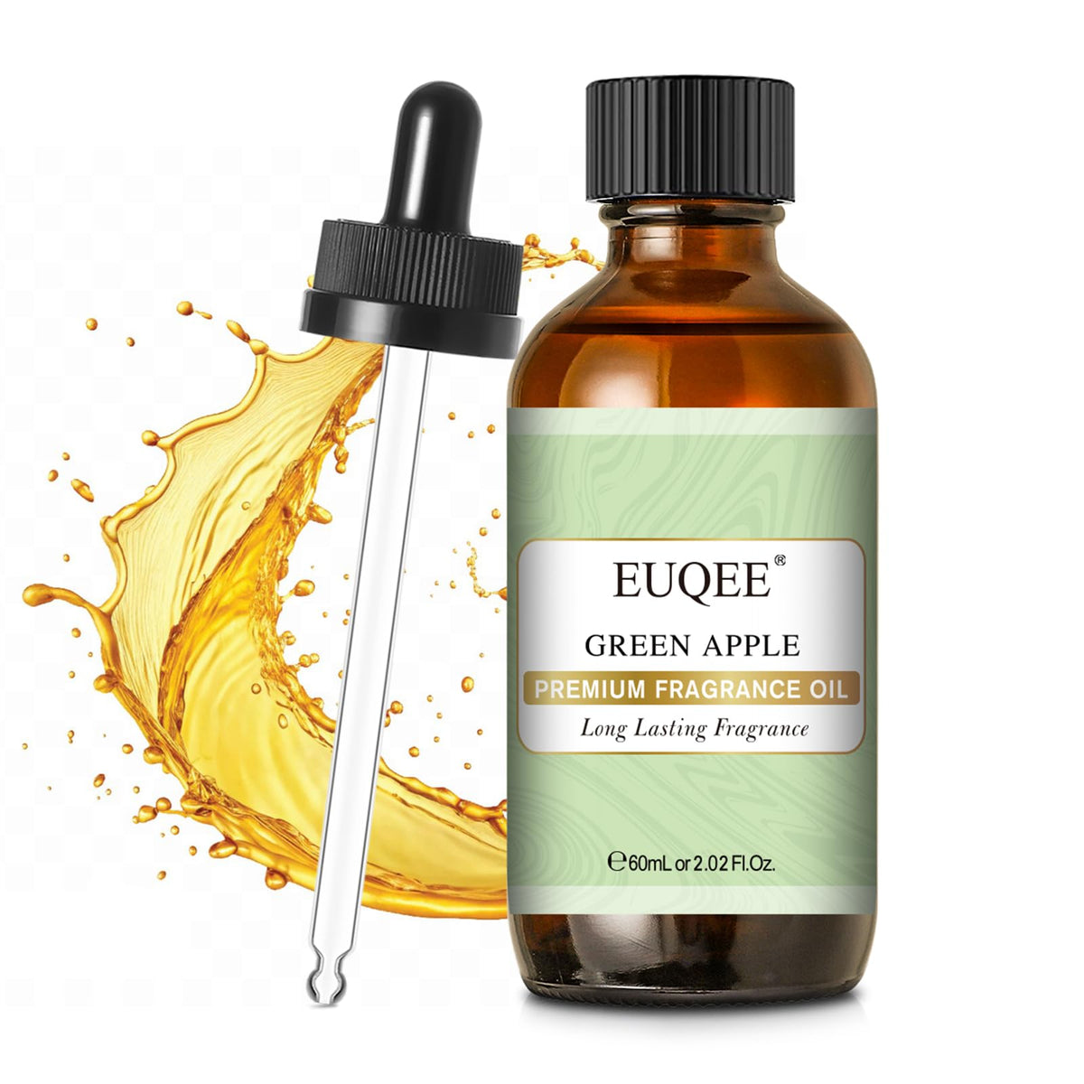 Fragancia EUQEE manzana verde en botella cristal con cuentagotas para uso diario