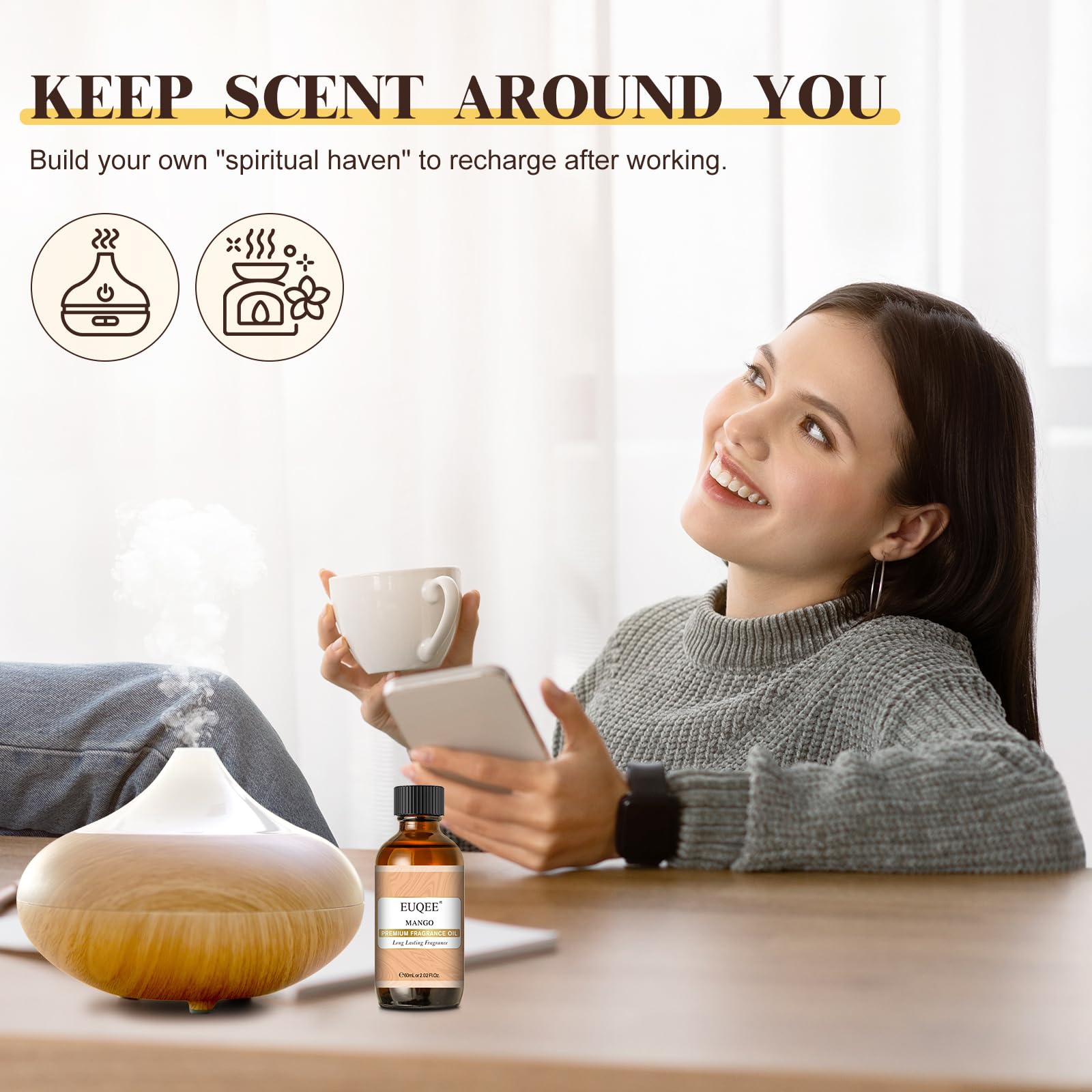 EUQEE Mango fragancia para velas: aroma exótico y suave.