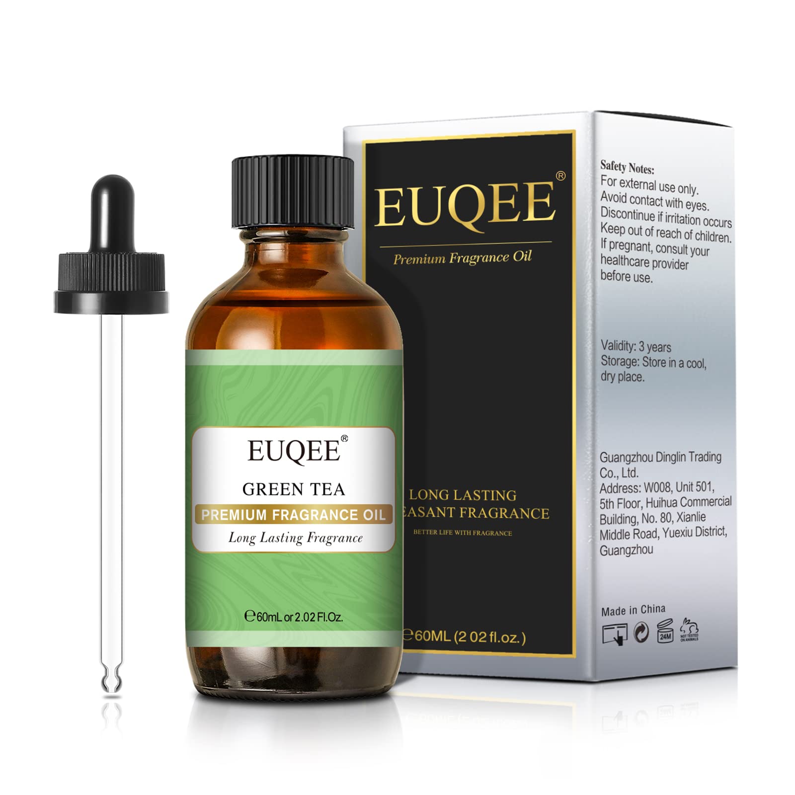 EUQEE té verde: botella ámbar protege el aroma para difusor.
