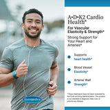Cápsulas blandas de EuroMedica A•D•K2 Cardio Health listas para uso diario.