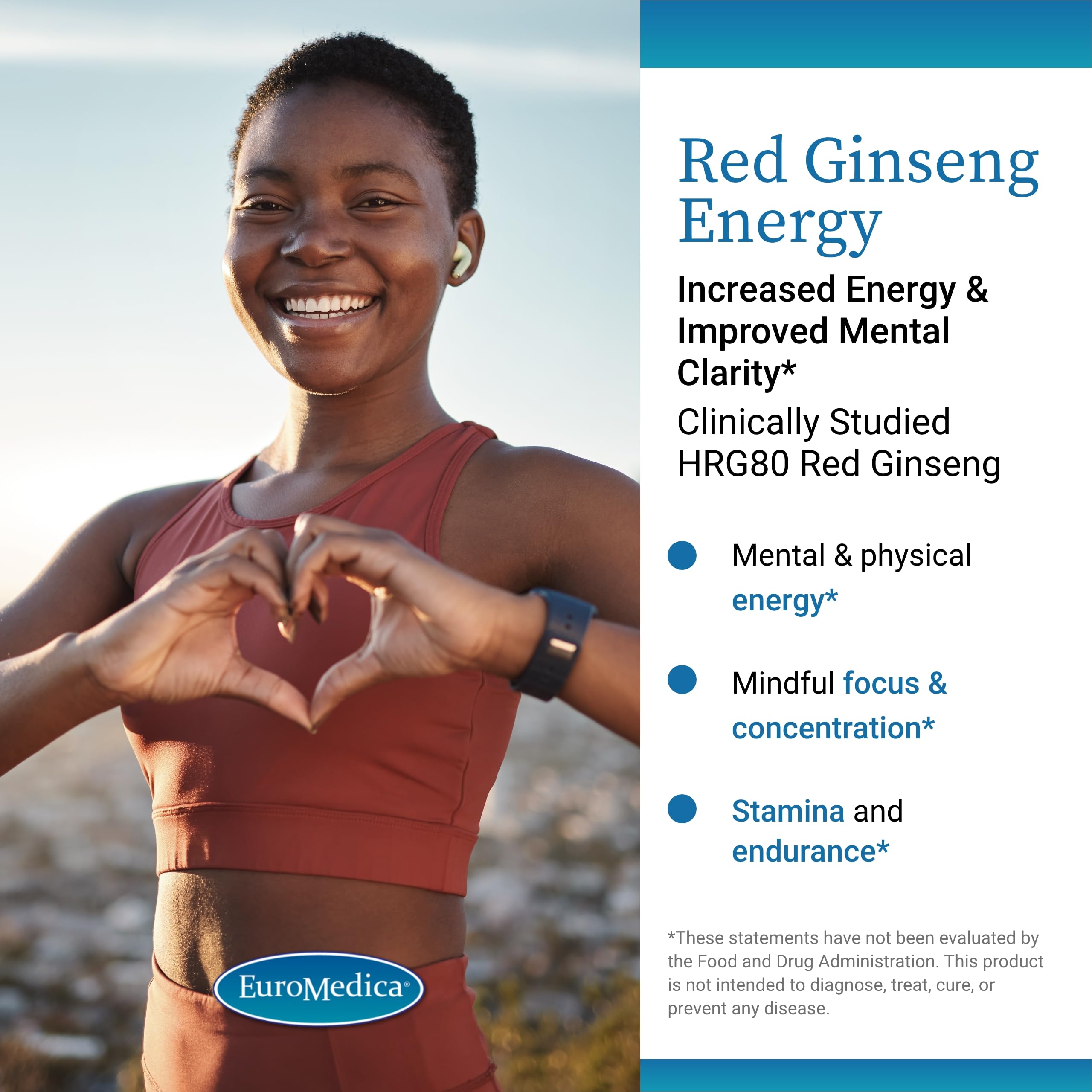 EuroMedica cápsulas ginseng rojo: cápsulas visibles para uso diario y foco sostenido.