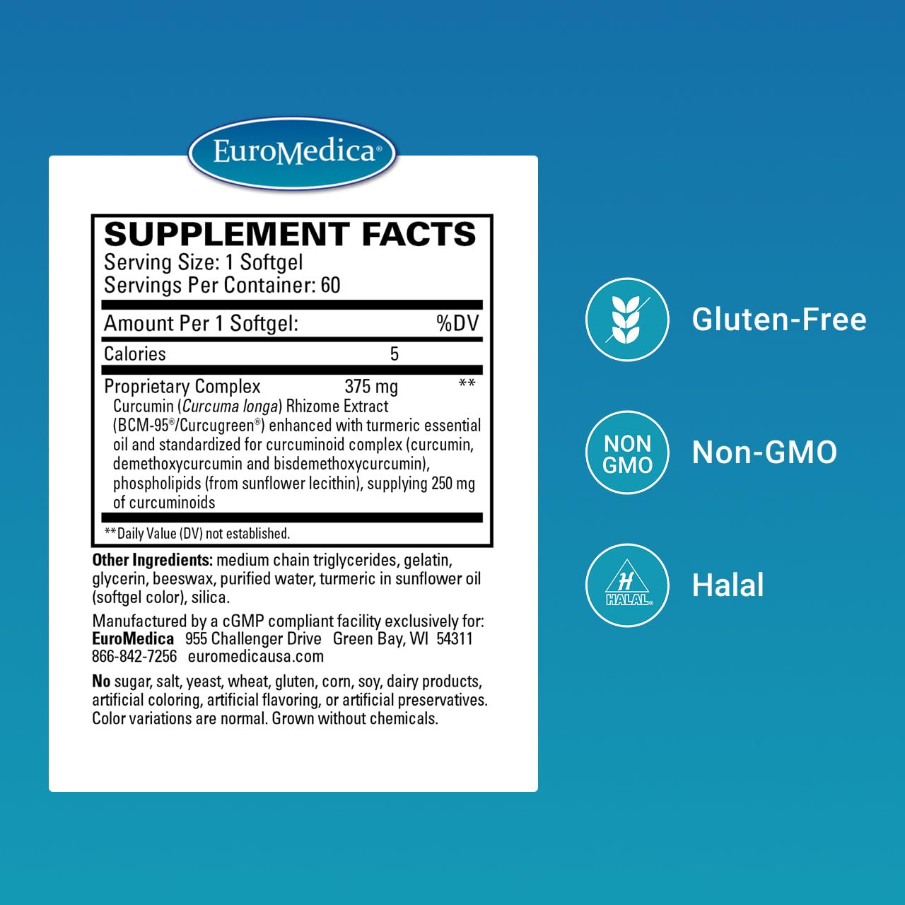 EuroMedica CuraPro 375 mg: cápsulas suaves para beneficios antioxidantes diarios