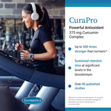 EuroMedica CuraPro etiqueta visible, destaca la fórmula antioxidante para apoyar la vitalidad diaria.