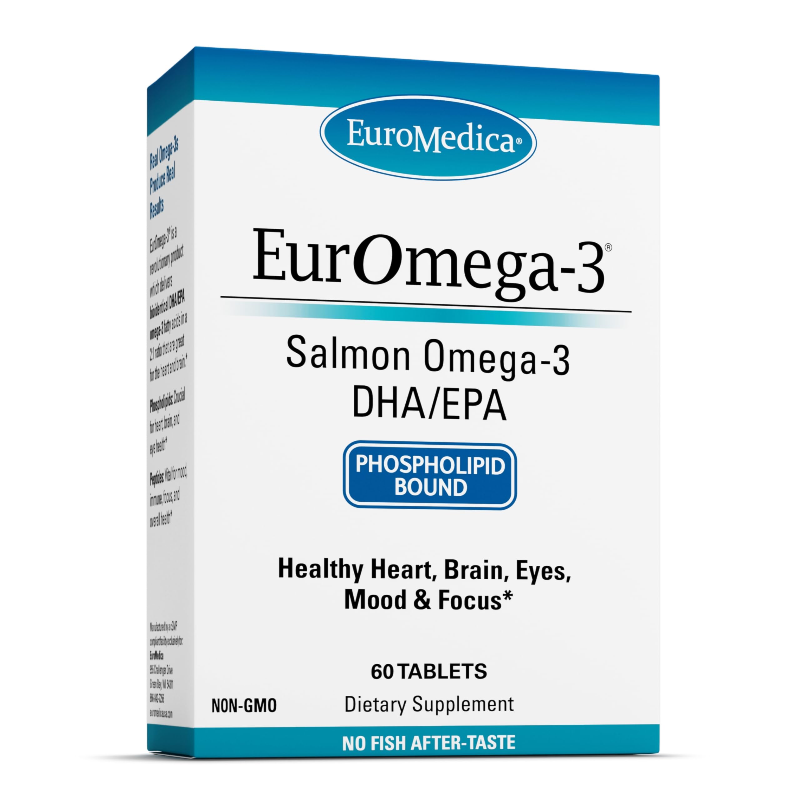 EuroMedica EurOmega-3 botella frontal, apoyo posible para la salud cerebral y cardíaca