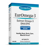 EuroMedica EurOmega-3 botella frontal, apoyo posible para la salud cerebral y cardíaca