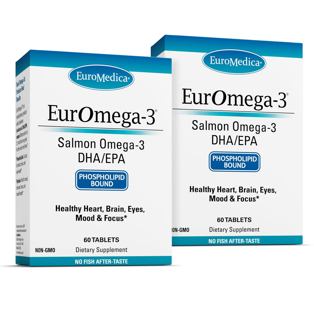 Envase de EuroMedica EurOmega-3 con tabletas para uso diario.